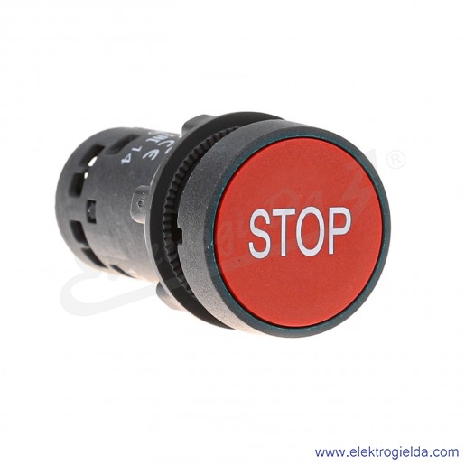 XB7NA4534 Przycisk płaski czerwony samo powrotny STOP bez podświetlenia