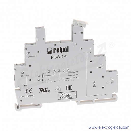 Gniazdo wtykowe PI6W-1P do przekaźnika RM699BV i RSR3 bez elektroniki