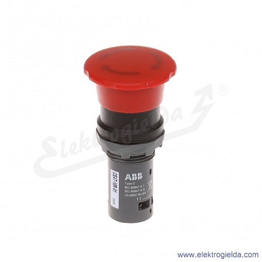 Przycisk CE4T-10R-01 grzybkowy STOP bezpieczeństwa czerwony 1NC odryglowywany przez obrót