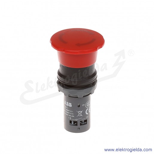 Przycisk CE4T-10R-11 grzybkowy STOP bezpieczeństwa czerwony 1NO+1NC odryglowywany przez obrót