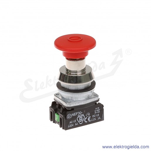 Przycisk awaryjny NEF30 DRcXY czerwony dłoniowy ryglowany wyciągany 30mm 1NO+1NC