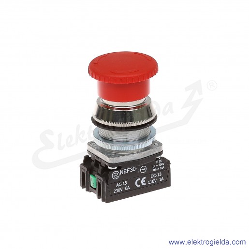 Przycisk awaryjny NEF30 DRPcXY czerwony dłoniowy ryglowany 30mm 1NO+1NC