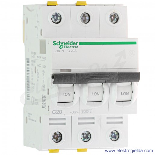 Wyłącznik nadprądowy iC60N-C20-3 C 20A 3-biegunowy