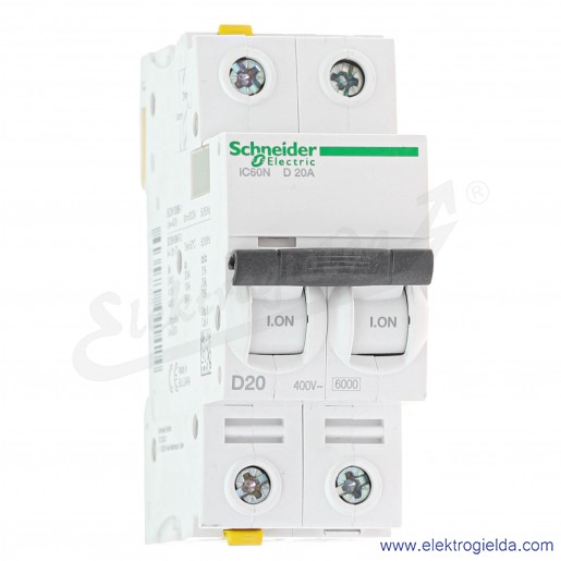 Wyłącznik nadprądowy iC60N-D20-2 D 20A 2-biegunowy