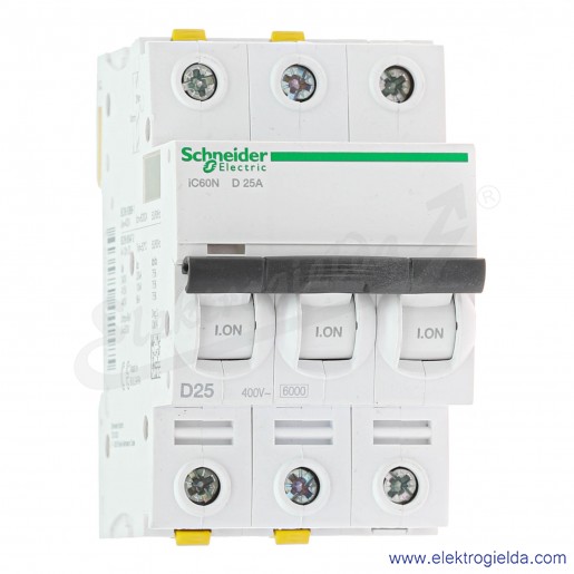 Wyłącznik nadprądowy iC60N-D25-3 D 25A 3-biegunowy