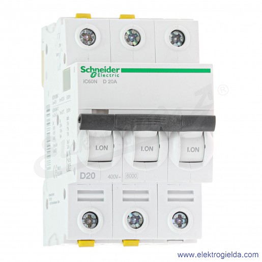Wyłącznik nadprądowy iC60N-D20-3 D 20A 3-biegunowy