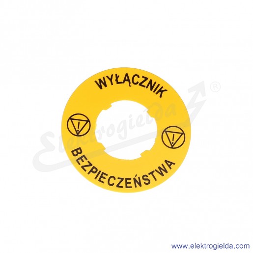 LPXAU122 tabliczka 60mm żółta z napisem WYŁĄCZNIK BEZPIECZEŃSTWA