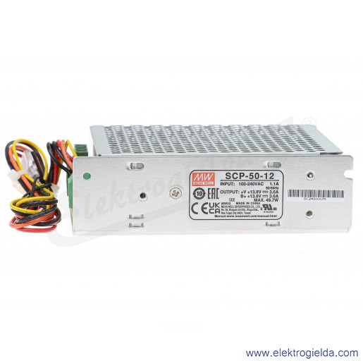 Zasilacz buforowy 505012 SCP-50-12 zasilanie 88-264VAC lub 124-370VDC, wyjście 13.8V 3.6A 50W