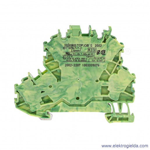 Złączka ochronna 2002-2207 2-piętrowa, 2.5mm, 2 przewodowa z mostkowaniem wewnętrznym