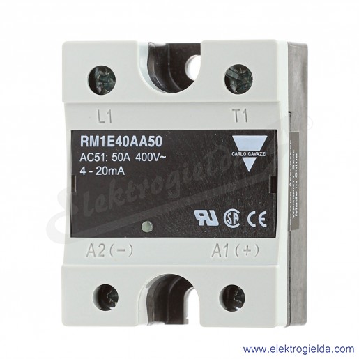 Przekaźnik półprzewodnikowy RM1E40AA50 prąd sterujący 4-20mA, 50A, 340..460VAC, 1 fazowy