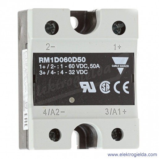 Przekaźnik półprzewodnikowy RM1D060D50 1P, napięcie sterujące 4-32VDC, 50A, 1..60VDC