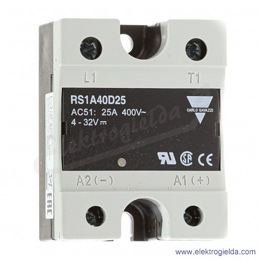Przekaźnik półprzewodnikowy RS1A40D25, 4-32VDC, 25A, 42..440VAC, 1 fazowy