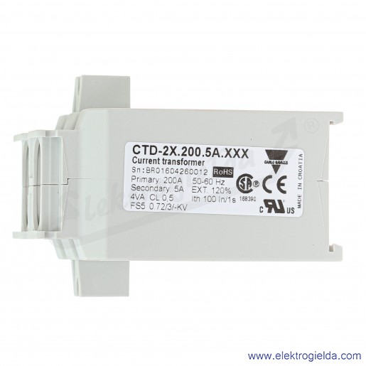Przekładnik prądowy CTD2X2005AXXX, CTD2X (TAD3) 200/5A, otwór fi 24mm, 45..65Hz