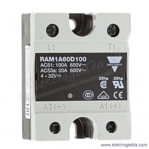Przekaźnik półprzewodnikowy RAM1A60D100, 3-32VDC, 100A, 42..660VAC