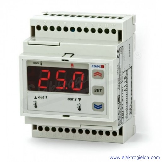 Regulator temperatury SCD206E1/AR, 2 wejścia PTC, 230VAC, na szynę TS-35