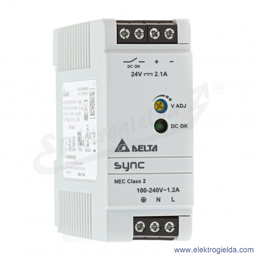 Zasilacz DRS-24V50W1NR, 24V 2.10A, 50W, zasilanie 85..264VAC lub 120..375VDC