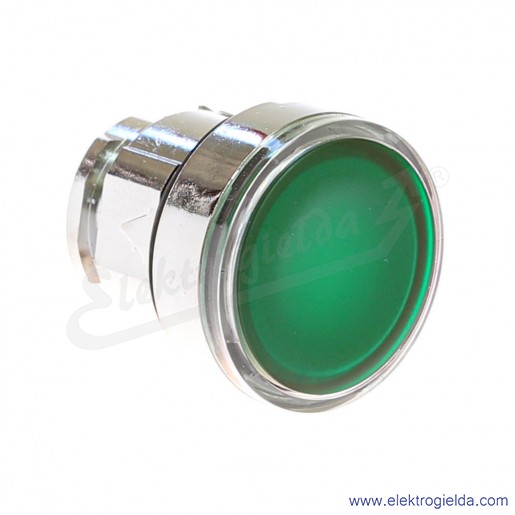 Napęd przycisku ZB4BW333, zielony podświetlany, metalowy, z samopowrotem