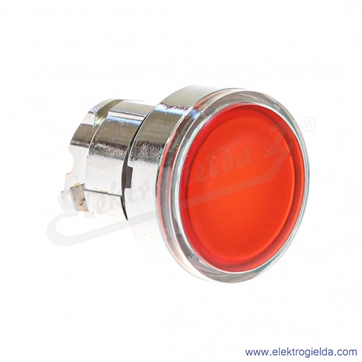 Napęd przycisku ZB4BW343 czerwony podświetlany, metalowy kryty, samopowrotny