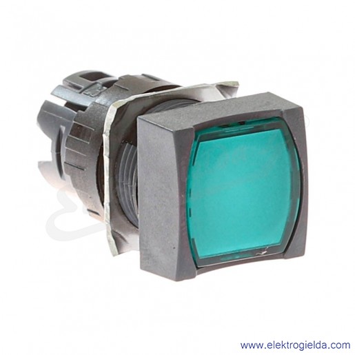 Napęd przycisku ZB6CW3 zielony kwadratowy, kryty, z możliwością podświetlenia, samopowrotny, fi 16mm, IP65