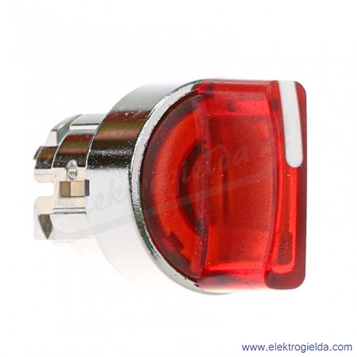 Napęd przełącznika ZB4BK1343 1-0-2, czerwony podświetlany, metalowy, piórkowy krótki, do podświetlenia za pomacą LED