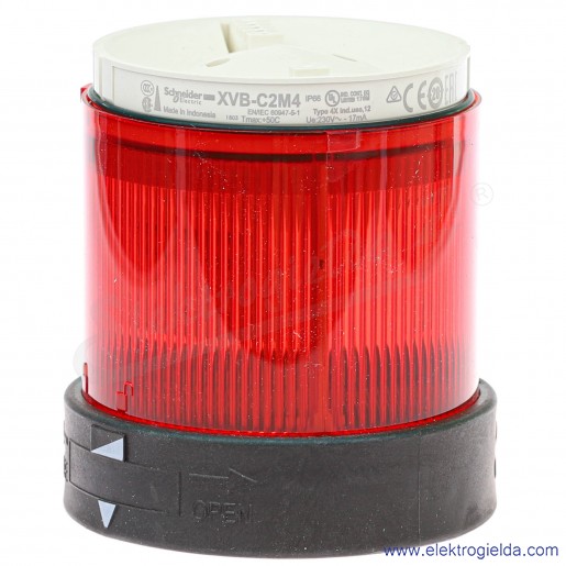 Kolumna świetlna XVBC2M4 czerwona fi 70mm, LED 230VAC/DC