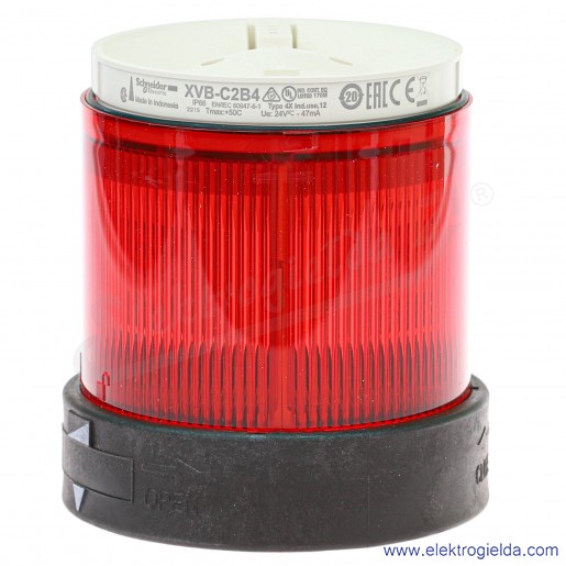Moduł świetlny XVBC2B4 czerwony fi 70mm, LED 24VAC/DC