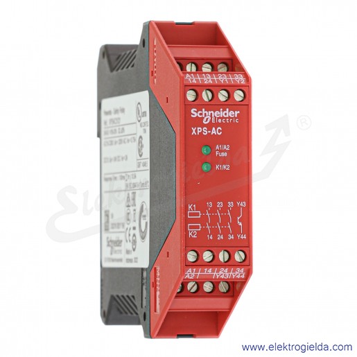 Przekaźnik bezpieczeństwa XPSAC5121 PREVENTA, 24VAC/DC, 3 wyjścia bezpieczeństwa, 1 wyjście sygnalizacyjne