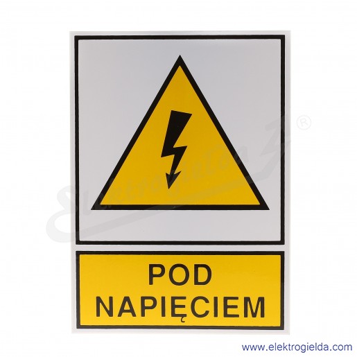 Tabliczka ostrzegawcza E04TZ-01011140800, TZO 148*210s, "POD NAPIĘCIEM!"