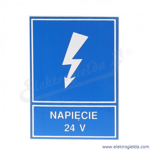 Tabliczka informacyjna E04TZ-01041120400, TZI 74*105s, "NAPIĘCIE 24 V"