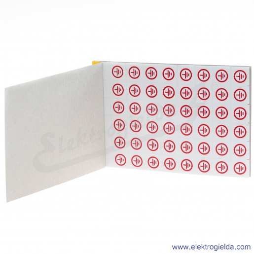 Znaki samoprzylepne E04ZP-02030400200, ZS D10/UZK-R czerwony znak "UZK-R" na białym tle, 10 arkuszy po 48 sztuk