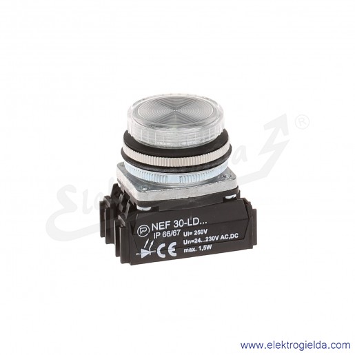 Lampka sygnalizacyjna NEF30 LDb 24-240V AC/DC biała klosz płaski 30mm