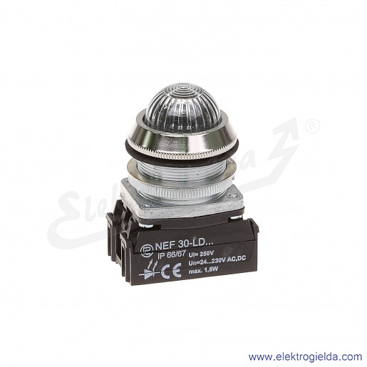 Lampka sygnalizacyjna NEF30 LDSb 24-240V AC/DC biała klosz sferyczny 30mm