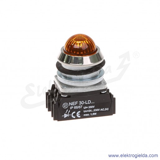 Lampka sygnalizacyjna NEF30 LDSg 24-240V AC/DC żółta klosz sferyczny 30mm