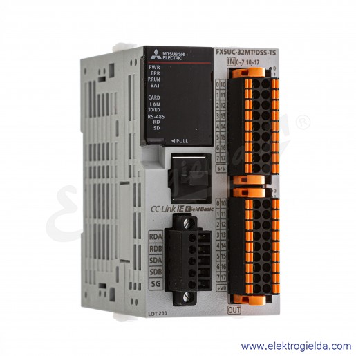 Sterownik PLC 315551, FX5UC-32MT/DSS-TS CPU 24VDC, 16 wejść, 16 wyjść tranzystorowych, 1x RS485, 1x ethernet