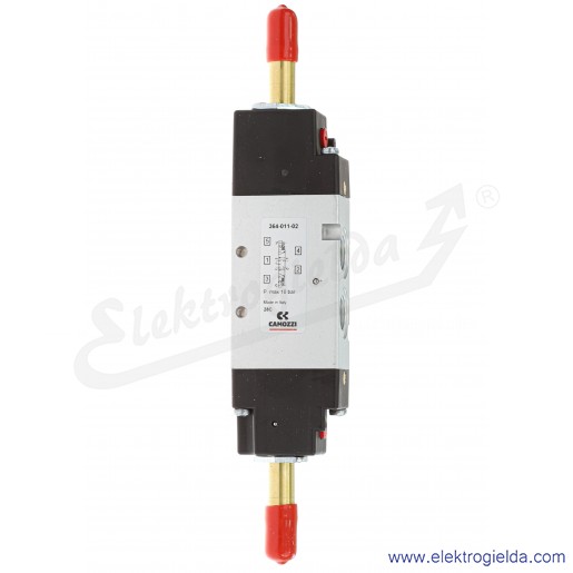 Zawór rozdzielający elektromagnetyczny 364-011-02, 5/3 w pozycji środkowej zamknięty, G1/4, 2.5-10 Bar, 1200 l/min, bez cewek