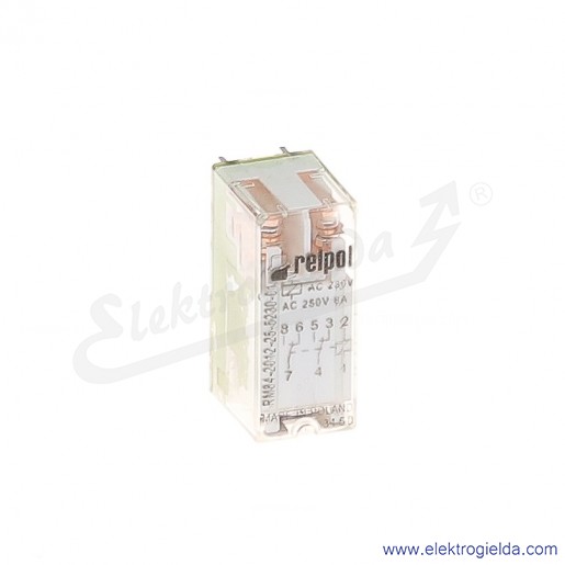 Przekaźnik miniaturowy RM84-2012-25-5230-01 2P 230VAC do gniazd i obwodów drukowanych obudowa transparentna
