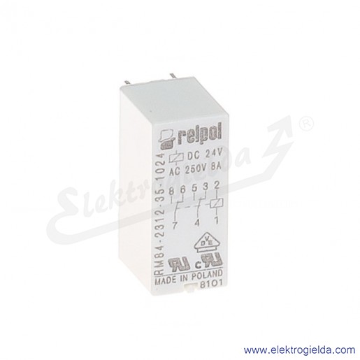 Przekaźnik miniaturowy RM84-2312-35-1024 2P 24VDC do gniazd i obwodów drukowanych styki złocone