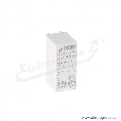 Przekaźnik miniaturowy RM84-2312-35-5230 2P 230VAC do gniazd i obwodów drukowanych styki złocone