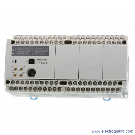 Sterownik PLC AFPXC60PDJ FP-XC60PD zasilanie 24VDC, 32 wejścia 24VDC, 28 wyjść tranzystorowych