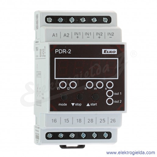 Przekaźnik czasowy PDR-2A/UNI PDR-2/A UNI 12-240 VAC/DC wielofunkcyjny programowalny, dwa wyjścia, 16 funkcji, czas 0.01s-99h