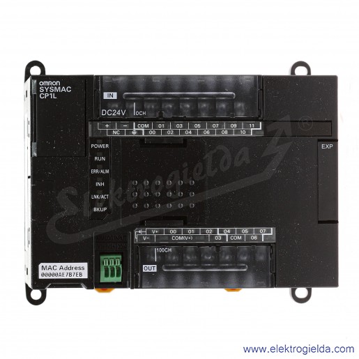 Sterownik PLC CP1L-EL20DT1-D zasilanie 24VDC, 8 wejść x 24 VDC, 6 wyjść PNP 0.3A, program 5 tys. kroków + pamięć danych 10 tys. 