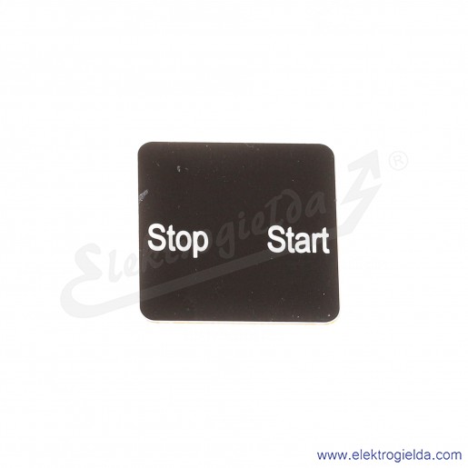 Etykieta samoprzylepna 3SB3903-1BC 3SB3 27x27mm, opis: STOP START, czarna z białym napisem