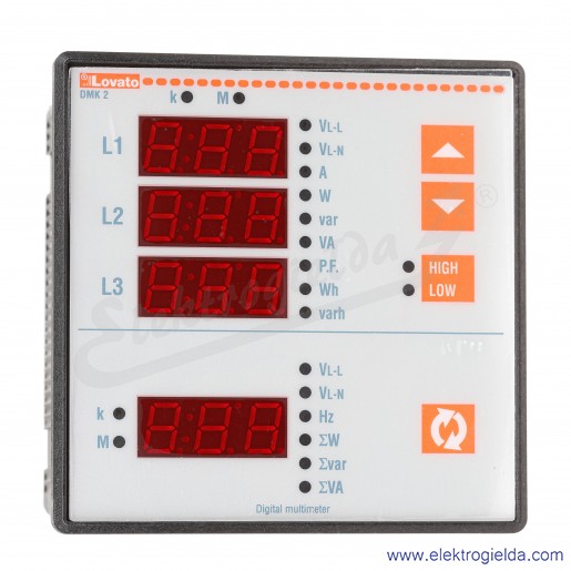 Miernik parametrów sieci DMK22 pomiar częstotliwości, mocy biernej, mocy czynnej, mocy pozornej, napięcia AC, prądu AC, współczy