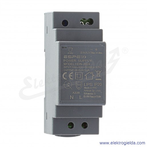 HDN-3024 (Din Rail Power Supply) 100-240VAC 24V 1A