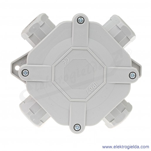 Puszka szara F1.0112 F11  IP67 4xPG16 z zaciskami 5x4mm2