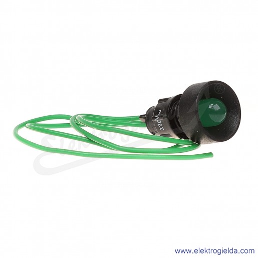 Lampka sygnalizacyjna LG-D10-230AC zielona LED 10mm 230VAC