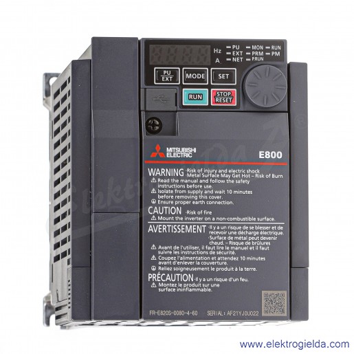 Falownik wektorowy 504750 FR-E820S-0080-4-60 1.5kW, 1x200-240V, 8A, RS-485, IP20