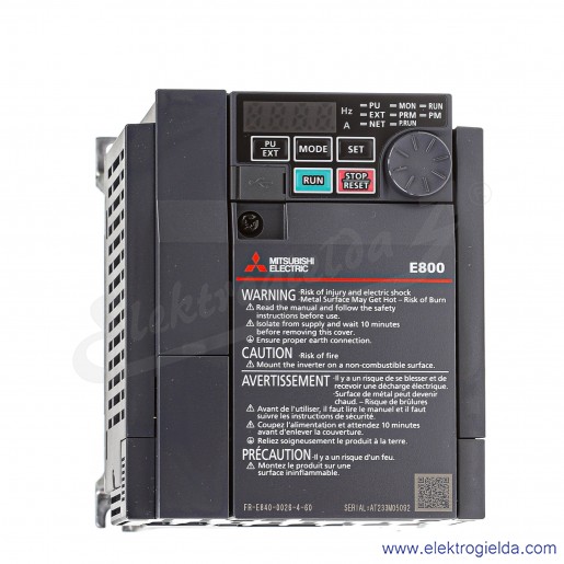 Falownik 500111 FR-E840-0026-4-60 0.75-1.5kW, 3x380-480V, 3.5A, RS-485, IP20