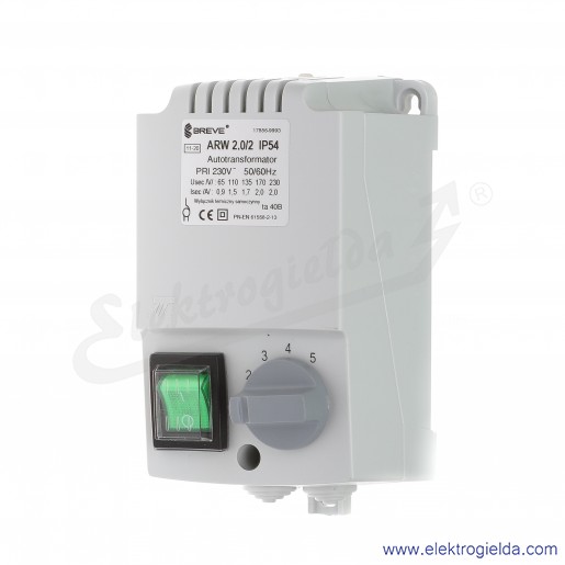 Regulator autotransformatorowy ARW 2.0/2 - 2A 230VAC, 5-stopniowa regulacja 