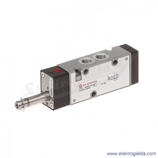 Zawór rozdzielający 5/2 G1/8 monostabilny, sterowany elektromagnetycznie, pilot zasilany wewnętrznie, 2-8 bar, bez cewki V60A513